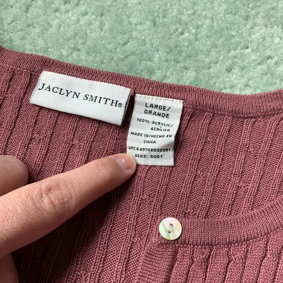 Vintage Jaclyn Smith Mauve Cable-knit Cardigan - Picture 5 of 5